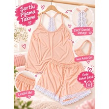 özlem donex Özlem&donex Dantel Detaylı Şortlu Pijama Takımı