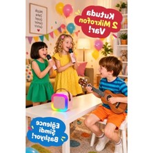 Şanal Mini Karaoke Hoparlör ve Mikrofon Seti, LED Işıklı ve Taşınabilir Eğlence