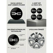 Memo Digital Dacia Logolu Alüminyum Jant Göbeği Arması Sticker 56MM - 4 Adet