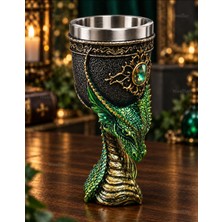 WoodBay Ejderha Tasarımlı 3D Kadeh Bardak 17 cm – Gotik Dekoratif Ayaklı Kadeh