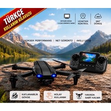 Rose Teknoloji Ekranlı Kumanda ve Kameralı 360 Dönme Çift Bataryalı Uygulama Kontrollü ve Taşıma Çantalı Drone