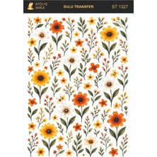 Atölye Smile ST1327 Renkli Papatya Desenli Açık Zemin Sulu Transfer 25*35 cm