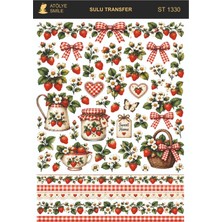 Atölye Smile ST1330 Çilek Desenli Açık Zemin Sulu Transfer 15*35 cm