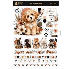 Atölye Smile ST1298 Köpek Desenli Açık Zemin Sulu Transfer 25*35 cm