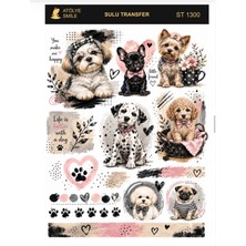 Atölye Smile ST1300 Köpek Desenli Açık Zemin Sulu Transfer 25*35 cm