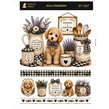 Atölye Smile ST1297 Köpek Desenli Açık Zemin Sulu Transfer 25*35 cm