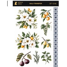 Atölye Smile ST1318 Çoklu, Meyve ve Çiçek Desenli Açık Zemin Sulu Transfer 25*35 cm