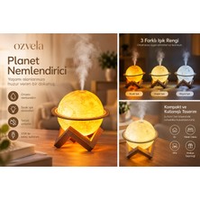 Ozvela Satürn Tasarımlı LED Işıklı Hava Nemlendirici – Dekoratif Gezegen Görünümlü Buhar Makinesi