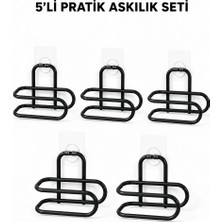 Adalı Store Siyah Metal Wc Kağıtlık Yapışkanlı Tuvalet Kağıdı Rulo Tutucu 5 Adet Avantajlı Set