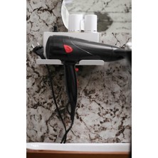 Happy Trend Beyaz Metal Yapışkanlı Saç Kurutma Askısı, Yapışkanlı Banyo Düzenleyici Organizer Fön Makinelik MT83B