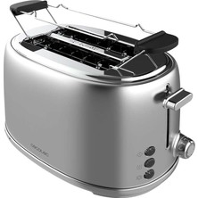 Happy Trend Ekmek Kızartma Makinesi 2 Dilim Tost ve Tuş 1000 Retro Double Inox, 980 W, 2 Genişlik ve 3,8 cm Kısa Yarık, Paslanmaz Çelik, Üst Izgara, Ayarlanabilir Güç, Kırıntı Tepsisi