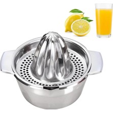 Happy Trend Sıkacağı, Paslanmaz Çelik, Hazneli, 400 Ml, Limon, Portakal ve Narenciye Meyveleri Için Manuel Meyve Sıkacağı, Güçlü Sağlam, Bulaşık Makinesinde Yıkanabilir