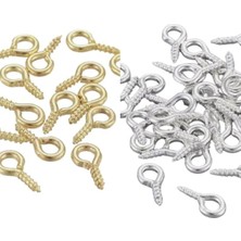 Happy Trend Adet Vidalı Takı Çivisi Seti - Epoksi Reçine, Anahtarlık, Kolye ve Küpe Yapımı Için Karışık Mini Aksesuar Çivisi (Altın ve Gümüş Renk, 8x4 mm