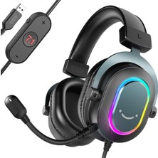 Happy Trend Mikrofonlu Pc Kablolu Kulaklıklar Için Oyun Kulaklığı-7.1 Surround Ses Bilgisayar Dizüstü Bilgisayar Için USB Kulaklık, Ps4/ps5'te Akış Kulaklığı, Eq Modu, Rgb, Yumuşak Kulak Pedleri ile -