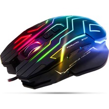 Happy Trend Oyun Faresi Hafif 6 Düğmeli, 200-4800 Dpı, 3D Kaymaz Rulo, Bilgisayar Faresi Rgb Oyuncu Masaüstü Dizüstü Bilgisayar Pc Oyun Faresi