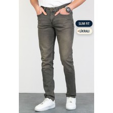 Hlt Jeans Erkek Haki Slim Fit Denim Likralı Jean Kot Pantolon HLTHE001920