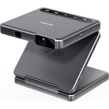 Happy Trend Zıp Katlanabilir Dlp Gerçekten Mini Projektör, Cep Boyutu, Sıfır Gecikmeli, Tek Tıkla Ekran Yansıtma, T Type-C Hızlı Şarj, 5.000 Mah Pil, Iç Mekan Dış Mekan Taşınabilir Projektör Gri