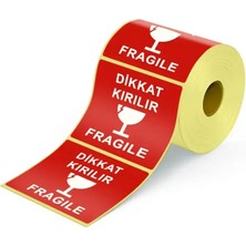Zuidid 1 Rulo 100×100 mm Dikkat Kırılır Etiketi 250 Sarım