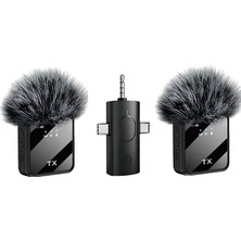 Happy Trend Kablosuz Taşınabilir 3 In1 Yaka Mikrofonu Tüylü Mini Mic Tak ve Çalıştır Canlı Yayın Vlog Kablosuz Yaka Çift Verici Mikrofon Yüksek Kalite Profesyonel
