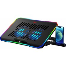 Happy Trend Gamenote F2069 Cooling Pad Rgb Gaming Laptop Soğutucu - Ayarlanabilir 2 Büyük Fan 2000RPM