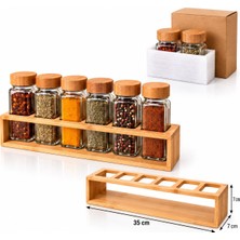 Decoform %100 Bambu Standlı  6’lı Baharatlık,tuzluk,biberlik Altı Adet Etiketli