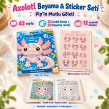 Tişört Kodu Pip’in Mutlu Göleti – 42 Sayfalık Axolotl Boyama Kitabı ve 12’li Sticker Seti