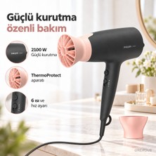 Philips 2100 W Güçlü Saç Kurutma Makinesi, Thermoprotect Aparatı, Gelişmiş Iyonik Bakım, 6 Isı ve Hız Kombinasyonu, Soğuk Hava ve 14 mm Ince Başlık, BHD350 + Tiftik Cihazı (Onerous)