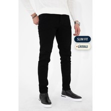 Hlt Jeans Erkek Siyah Slim Fit Likralı Jean Kot Pantolon HLTHE001937