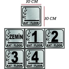 Kat Numarası Gümüş Metal Levha Zemin Den 4 E Kadar 10X10 cm Arkası Bantlı