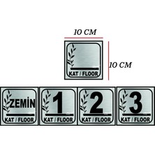  Kat Numarası Gümüş Metal Levha Zemin Den 3 E Kadar 10X10 cm Arkası Bantlı