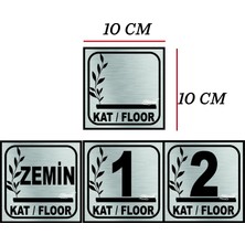  Kat Numarası Gümüş Metal Levha Zemin Den 2 Ye Kadar 10X10 cm Arkası Bantlı