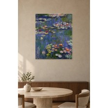 Fida Monet Mor Mavi Gölette Nilüferler Canvas Tablo