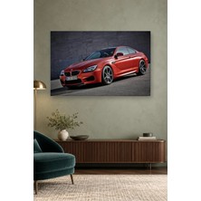Fida Beton Duvar Önünde Kırmızı Bmw M6 Canvas Tablo