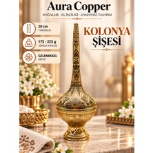 Aura Copper Dekoratif Kolonya Şişesi Osmanlı Motifli Geleneksel Hediyelik 20 cm Ac-Ks-003 /Altın Renk