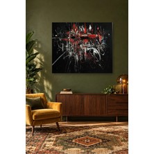 Fida Georges Mathieu Siyah Zeminde Kızıl Darbeler Canvas Tablo