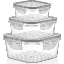 Str Store Kare Gıda Saklama Kabı Seti 3 Boy Bpa Içermez Contalı (Şeffaf)