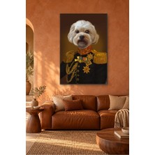 Fida Siyah Üniformalı Beyaz Kıvırcık Köpek Canvas Tablo