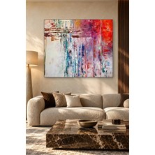 Fida Kırmızı Mor Akıntılı Soyut Yağlı Boya Canvas Tablo