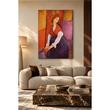 Fida Modigliani Kırmızı Şallı Jeanne Hébuterne Canvas Tablo