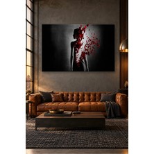 Fida Kırmızı Gül Yapraklarına Dönüşen Kadın Silueti Canvas Tablo