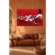 Fida Kırmızı Zeminde Beyaz ve Siyah Damlatma Canvas Tablo