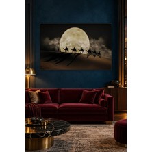 Fida Dolunay Önünde Çölde Deve Kervanı Canvas Tablo