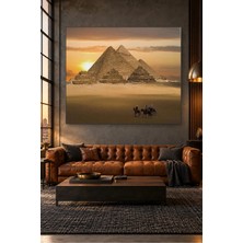 Fida Gün Batımında Gize Piramitleri ve Atlılar Canvas Tablo