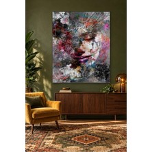 Fida Renk Patlamalı Soyut Kadın Yüzü Canvas Tablo