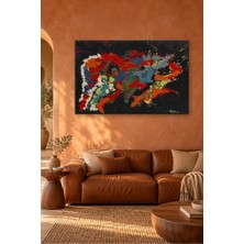 Fida Karel Appel Siyah Fonda Kırmızı Mavi Lekeler Canvas Tablo