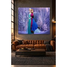 Fida Mor Kış Ormanında Elsa ve Anna Canvas Tablo