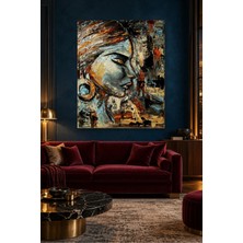 Fida Halka Küpeli Kadın Profili Spatula Yağlı Boya Canvas Tablo