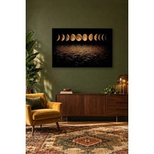 Fida Gece Denizi Üzerinde Ayın Evreleri Canvas Tablo