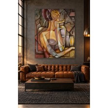 Fida Kübist Üslupta Pencere Önünde Kadın Canvas Tablo