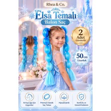 Rhea & Co. Elsa Temalı Örgülü Balon Saç – 50 cm Çocuk Saç Tokası | 2’li Set